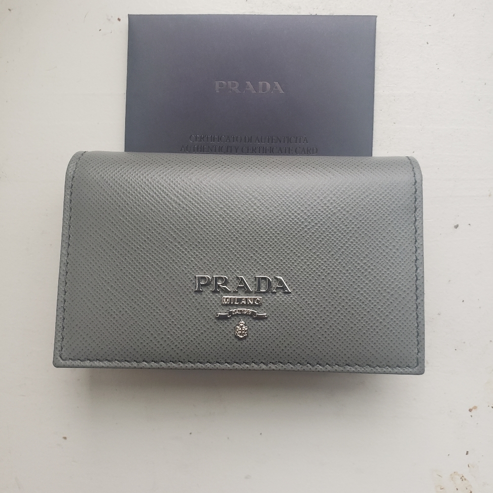 Prada grey Ladies Saffiano Leather Card Holde